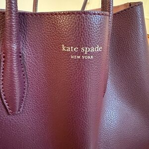 kate spade Pebbled Leather Tote in Wine